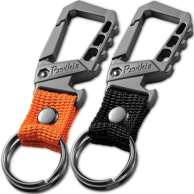 Metal heavy duty key chain carabiner clip bottle opener wrist lanyard ring car key fob unisex for men and women