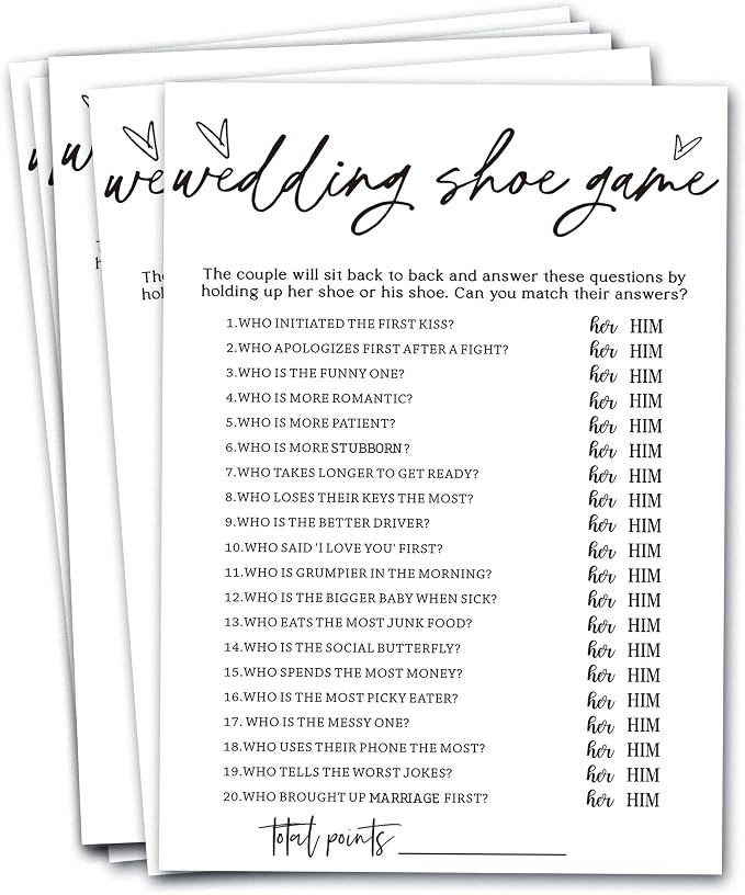 Bridal Shower Games 25 Guests, Engagement Party Wedding Games for Guests, Minimalist White Wedding Party Supplies - A04-2