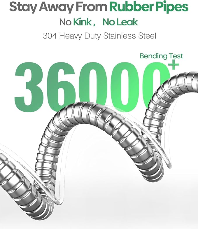 Non-Expandable Metal Garden Hose 100 Feet with Sprayer Nozzle, Flexible, No Kinking, Lightweight & Heavy Duty Water Pipe, Stainless Steel Outdoor Water Hose for Yard 100 ft, Male to Female Connector