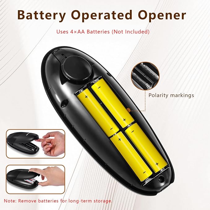 SAKAMOSH Electric Can Opener Smooth Edge | Seniors-friendly One-Touch Operation, Safe & Smooth Edges, Fits Most Cans, Ideal Kitchen Gift, Battery Operated, Black