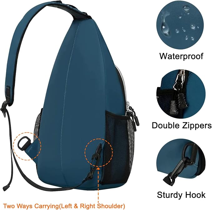 MOSISO Small Sling Bag for Men, Crossbody Shoulder Chest Daypack Bag | Sling Backpack for Casual Travel Hiking