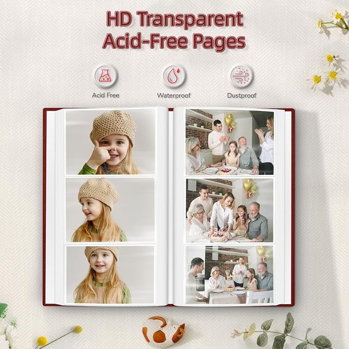 Popotop Photo Album 4x6-300 Photos Linen Cover Photo Books with 300 Horizontal Pockets,Slip-in Picture Albums for Family Wedding Anniversary Baby Vacation Pictures