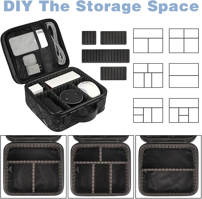 MATEIN Cord Organizer Case with Adjustable Divider, Large DJ Cable File Bag | DJ Equipment, Music Accessories, Double Layer, Shockproof, Portable, Cable Storage for Cord, Charger, Tech Accessories, Black