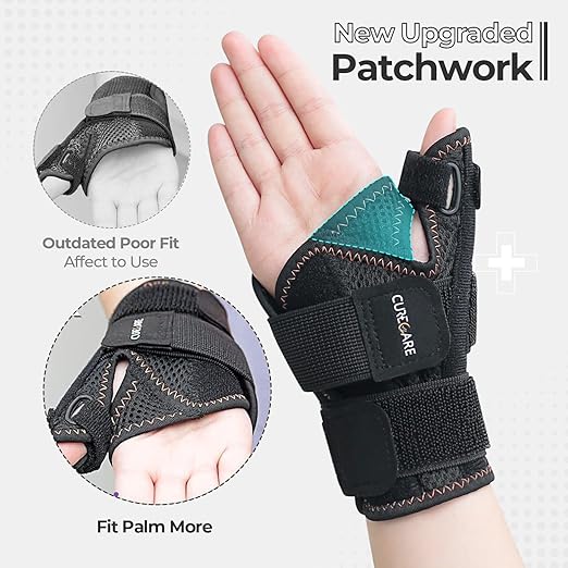 New Updated Thumb Brace for Women and Men, Reversible Trigger Thumb Splint for Day & Night Support, Breathable Thumb Stabilizer for Arthritis, Tendonitis, Sprains Thumb Pain Relief (Black)