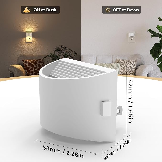 DORESshop LED Night Light[4 Pack], Night Lights Plug into Wall, 3 Level Brightness Adjustable Plug in Night Light, Dusk to Dawn Sensor Nightlights for Adults,Bedroom,Bathroom,Hallway,3000K Warm White