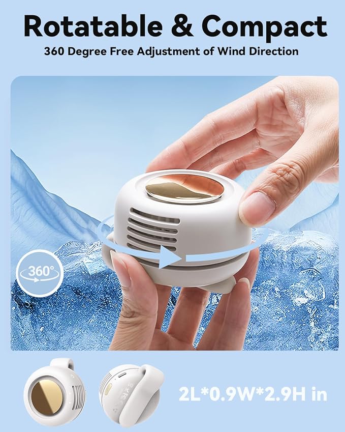 Portable Silent Mini Bladeless Fan Clip On, Small Fan Clip on for Shirt & Waist, Adjustable 3-Speed Suspended Whirlwind Fans, For Outdoor & Travel & Office, Travel Accessories, Gift