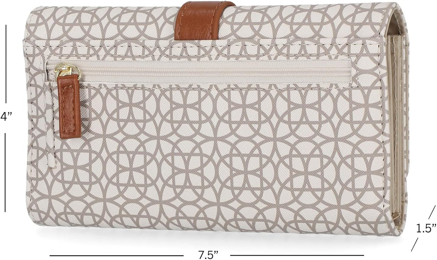 Mundi File Master Womens RFID Blocking Wallet Clutch Organizer With Change Pocket