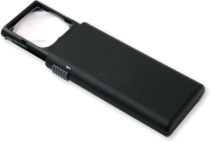 Carson LumiPop 5x Power LED Lighted Slide-Out Aspheric Magnifier (LP-66) , Black | LED Lighted Slide-Out Aspheric Magnifier - Slide-Out Magnifier with a Protective Snap-Out Plastic Case (LP-66)