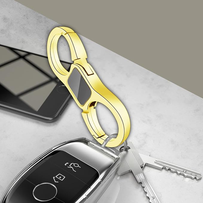 Idakekiy Key Chain Quick Release Spring with 4 Key Rings Heavy Duty Car Keychain Organizer for Men and Women
