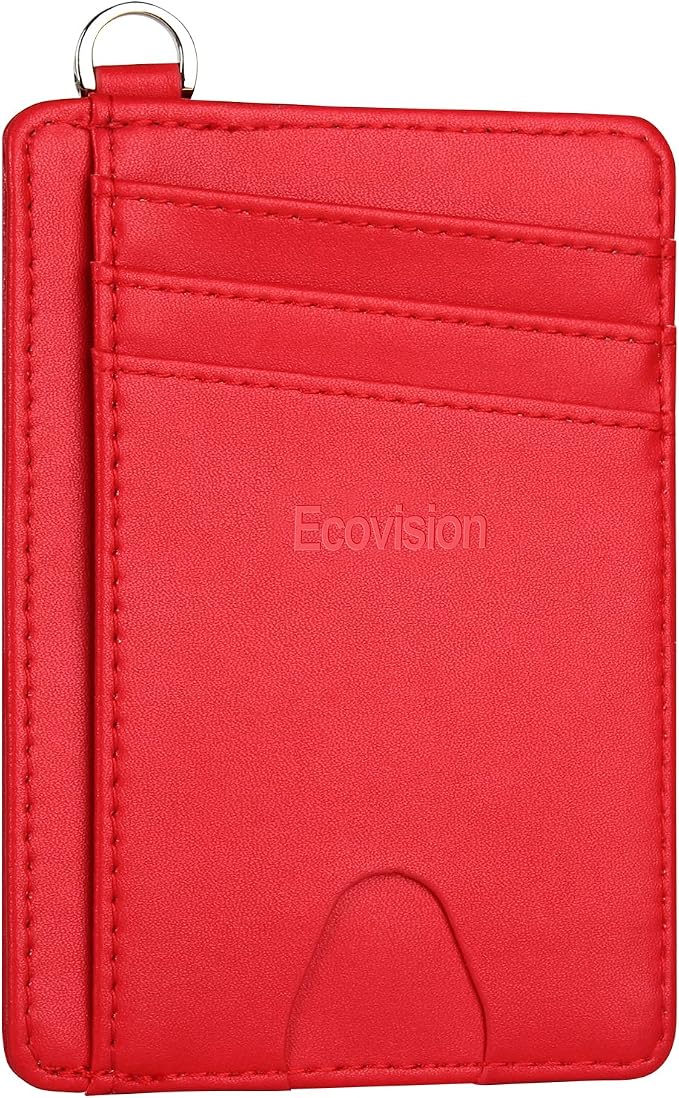 Slim Minimalist Front Pocket Wallet, RFID Blocking Credit Card Holder Wallet with Detachable D-Shackle for Men Women