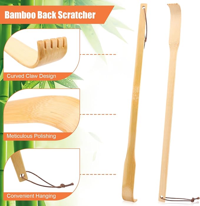 3 Pack Wooden Bamboo Back Scratcher for Men Women Adults | Gifts for Seniors, Christmas Stocking Stuffers for Men Women Adults, 16.5 Inch Long Handle Back Scratchers