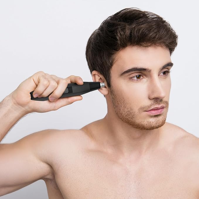 Soonsell Men Painless Nose & Ear Hair Trimmer, Wet Dry Groomer | 8000RPM high-speed motor, painless trimming,Washable cutter head,Wet & dry dual-use, lightweight portable for men