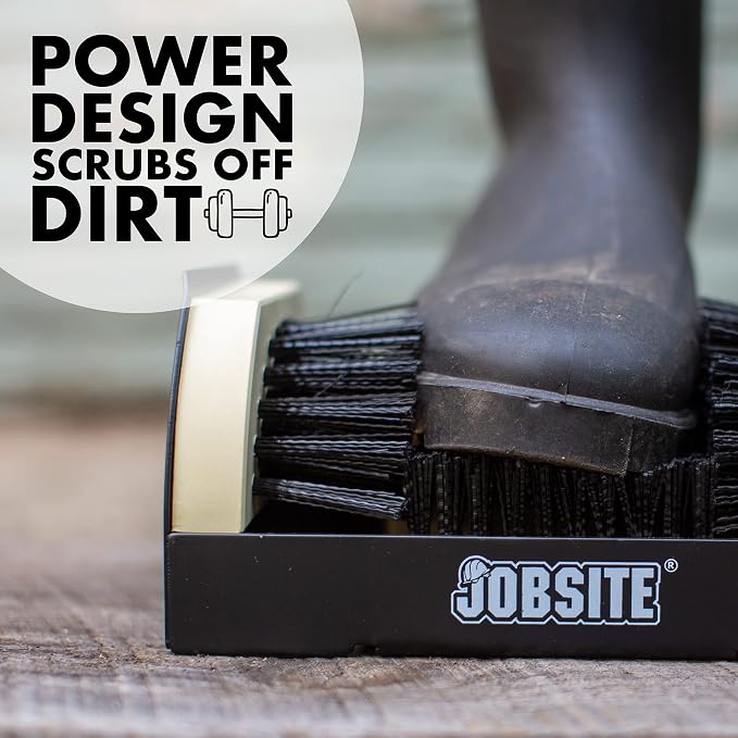 JobSite The Original Boot Scrubber - Includes Stakes for Grass Mounting - All Weather Industrial Shoe Cleaner & Scraper Brush
