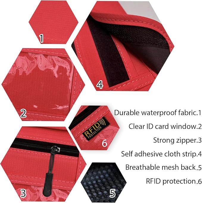 RFID Blocking Travel Neck Wallet Pouch and Passport Holder, Travel Neck Pouch Passport Holder for Women & Men - Red