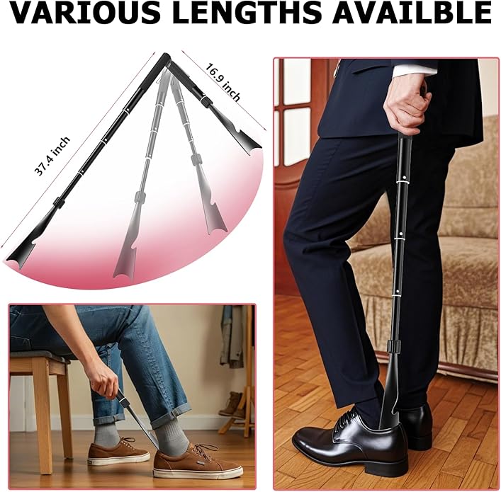 Shoe Horn,16"-38" Telescopic and Removable Shoehorn,Multi Functional Shoe Horn Long Handle for Seniors,Men,Women for Put on Shoes,Take off Shoes and Socks