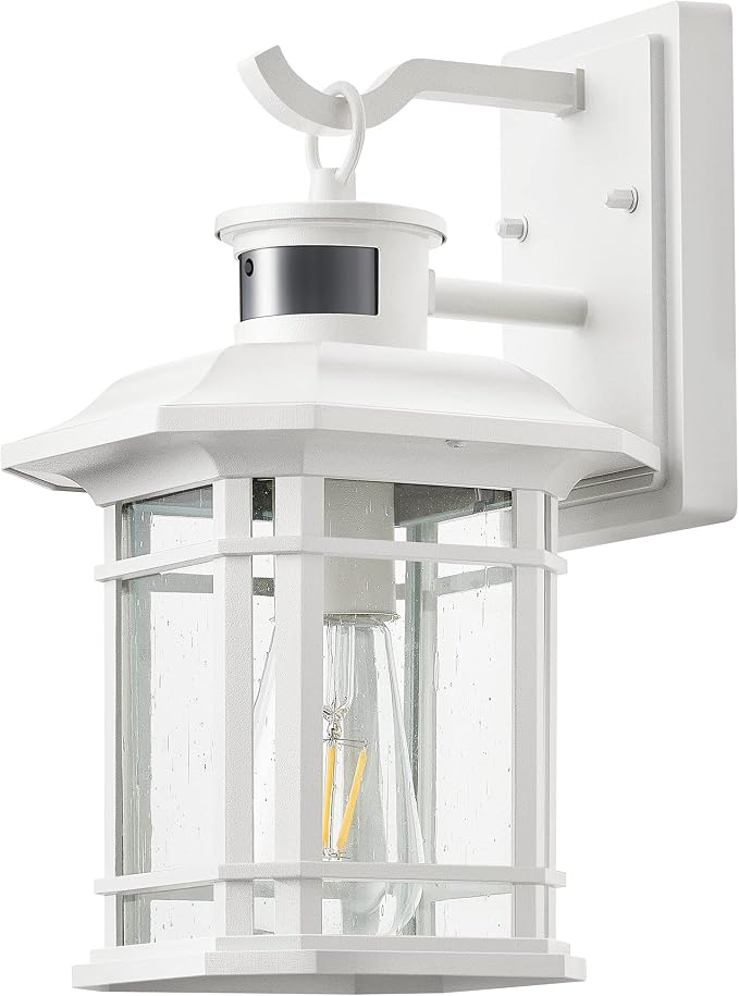 VIANIS Outdoor Motion Lights for House, 2-Pack Dusk to Dawn Outdoor Lanterns for Front Porch Waterproof, Anti-Rust Aluminum Exterior Wall Sconce with Tempered Water Glass for Garage Entrance Entryway