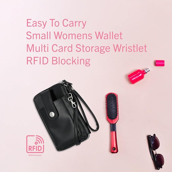 Mundi Jacqui RFID Crossbody Wallet for Women, Vegan Leather Small Travel Handbag with Phone Holder, Compact Organizer with Card Slots and Removable Strap, Vacation Purse in (Red)
