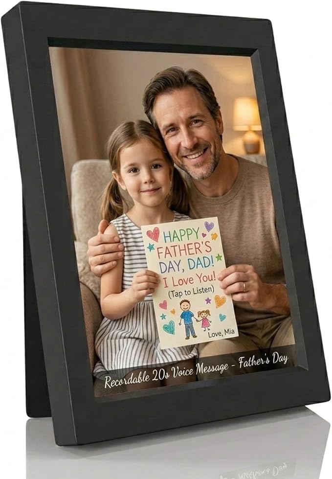 KWANWA 5x7 Recordable Picture Frame – 20-Second Voice Recording, Personalized Talking Photo Frame, Holds 5x7 Photos, Vertical or Horizontal Display, Tabletop & Wall Mount, Sentimental Keepsake – for Mom, Dad, Grandparents, Long Distance, Memorial, Birt...