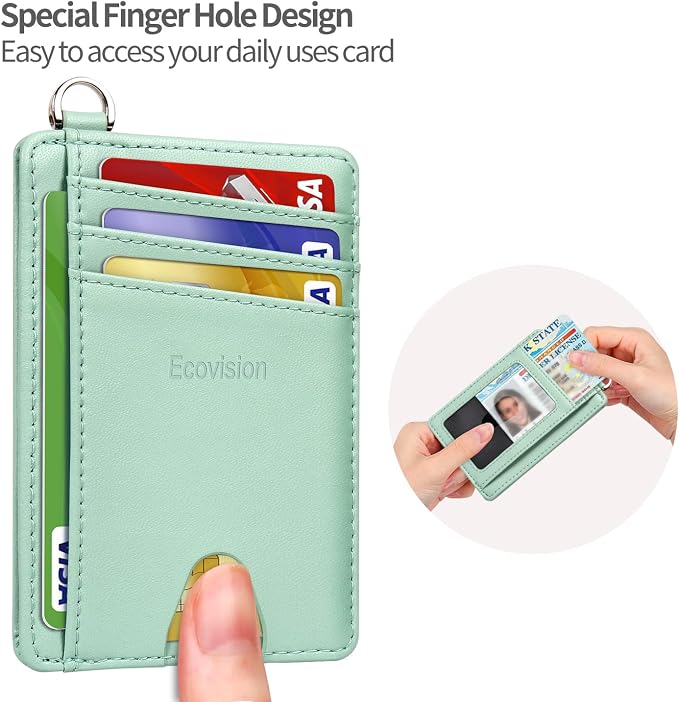 Slim Minimalist Front Pocket Wallet, RFID Blocking Credit Card Holder Wallet with Detachable D-Shackle for Men Women
