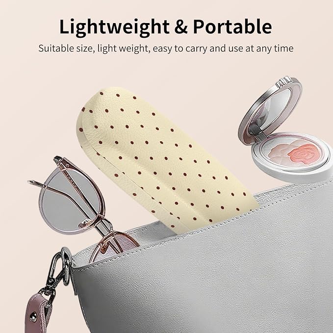 Glasses Case Hard Shell, Cute Sunglasses Case for Women Leather Protective Case for Eyeglass with Cleaning Cloth