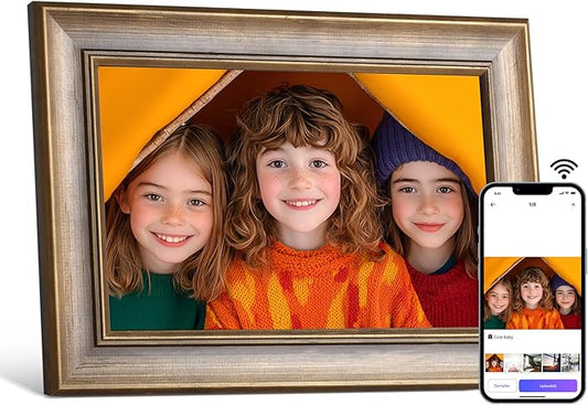 10.1 Inch WiFi Digital Picture Frame, Smart Digital Photo Frame with 1280x800 IPS HD Touchscreen, Instant Wireless Photo & Video Sharing via App, Electronic Picture Frame for Family