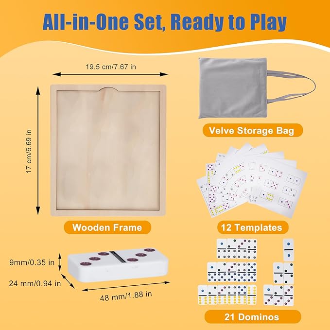 Match The Dots Dominos Activity Kits – Dementia Activities for Seniors, Memory Games & Cognitive Training, Elderly Therapy Products with Wooden Board, Templates & Storage Bag