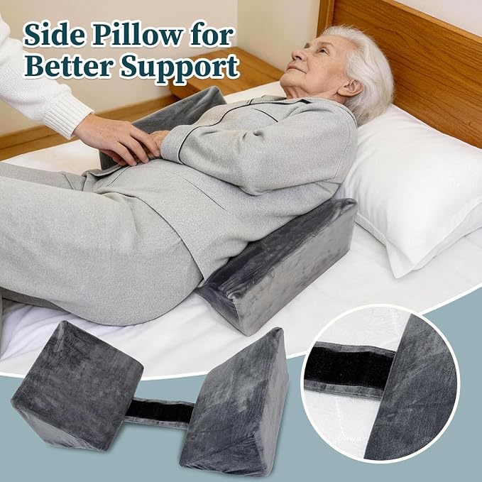 Patient Turning Device, U-Shaped Bedridden Turnover Pillow with Strap & Back Support Cushion for Bedsore Pressure Relief, Elderly Nursing Bed Ridden Patient Supplies