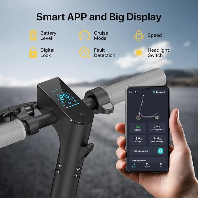 MEGAWHEELS Electric Scooter,Electric Scooter Adults,10in Pneumatic Tires,350W Motor,19 Miles Range,E Scooter with Smart APP Control for Commuting, Outdoor, Short Travel UL2272