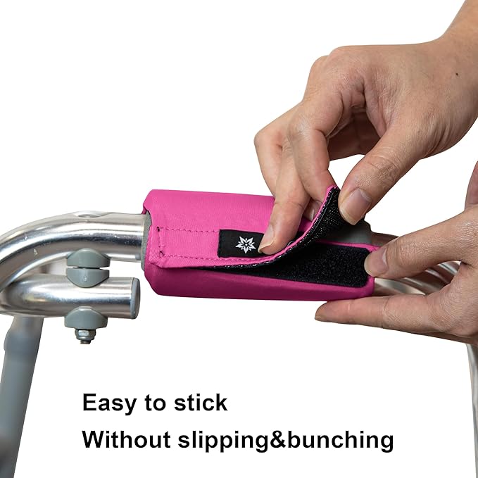 Universal Walker Hand Grip Padded Covers Non-Slip Cushion Foam for Folding Wheelchair Rollator Crutch Handle Pads 2-Pack Red