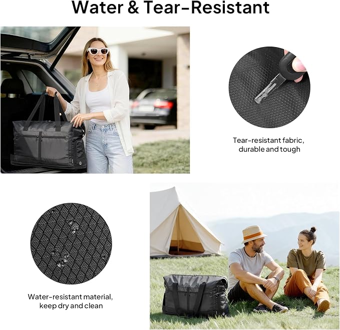 TOPEAST Foldable Travel Bag for Men & Women, 65L Weekender Overnight Duffle Bag for Travel, Expandable Airline Approved Carry-On with Shoe Compartment, Lightweight Personal Item Bag, Water-resistant