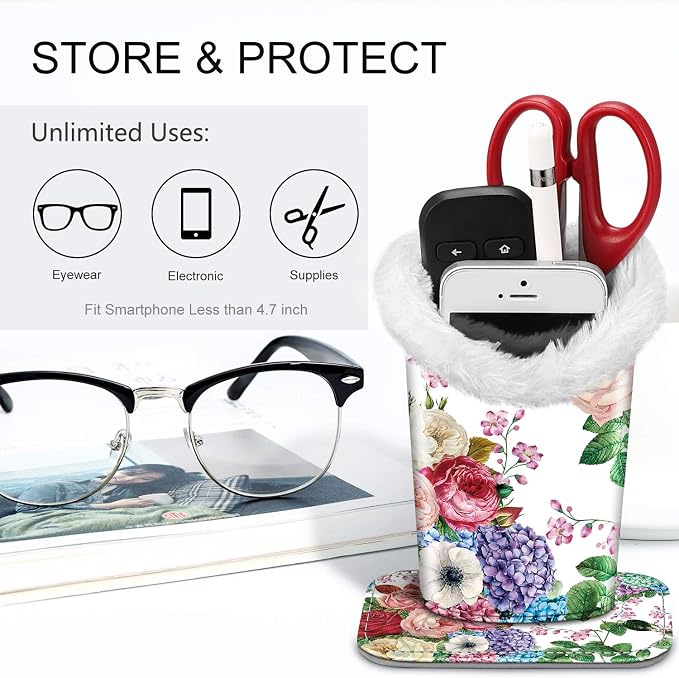 FINTIE Plush Lined Eyeglasses Holder, Glasses Stand Case, Anti-scratch Glasses Storage Organizer for Desk, Nightstand, Office