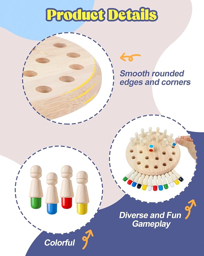 Activities for Elderly with Dementia – Wooden Memory Chess | Ideal Alzheimers Toys & Games, Fidget Blanket Alternative, Perfect Gifts for People with Dementia