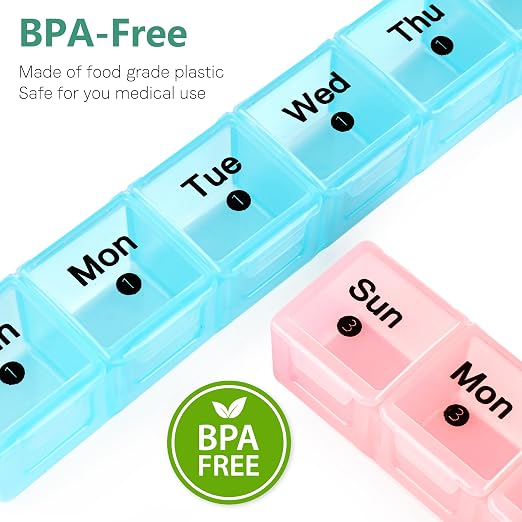 FHORAIN Monthly Pill Organizer 28 Day, 4 Weeks Pill Box 7 Day, XL Weekly Medicine Organizer for Vitamins, Fish Oil, Supplements (Multicolor+Black)