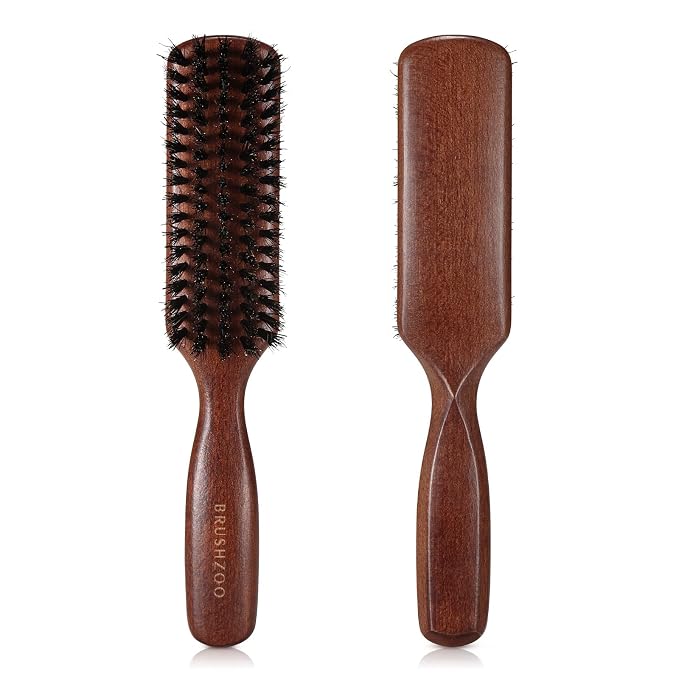 Hair Brush for Men Fine Thin Wavy Hair, Boar Bristle Hair Brush for Add Shine Improve Texture Reduce Frizz, Hairbrush for Beard Straightens Softens