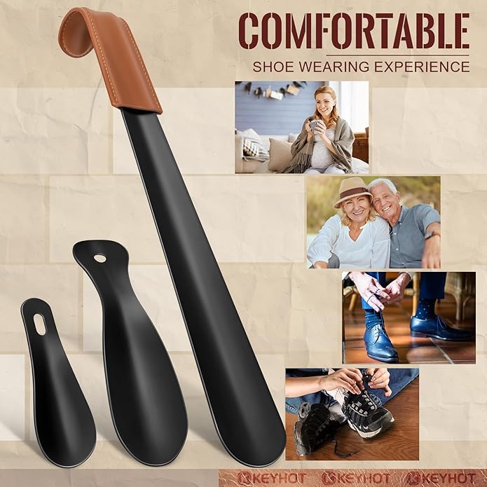 Shoe Horn Long Handle for Seniors Men Women,Long Metal Shoehorn for Boots,16.5" Stainless Steel Shoe Spoon Helper
