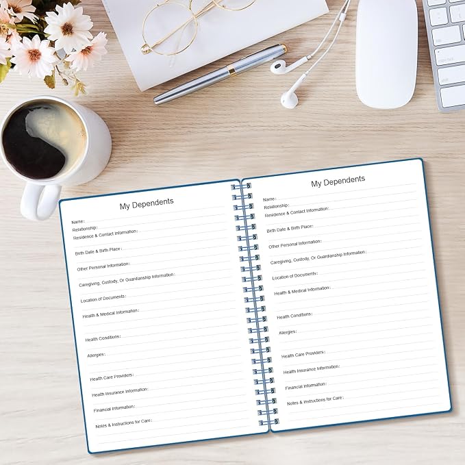 End of Life Planner – Final Arrangements Organizer for Beneficiary, Will Preparation, Last Wishes & Funeral Planning, 5.8" x 8.5", Blue