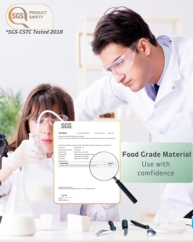 4-Piece Adaptive Utensils Set - 42° Angled Parkinsons Utensils, 2.5 oz Weighted Utensils for Hand Tremors and Parkinsons Patients, Weighted Silverware for Hand Tremors (Grey: Right-Handed)