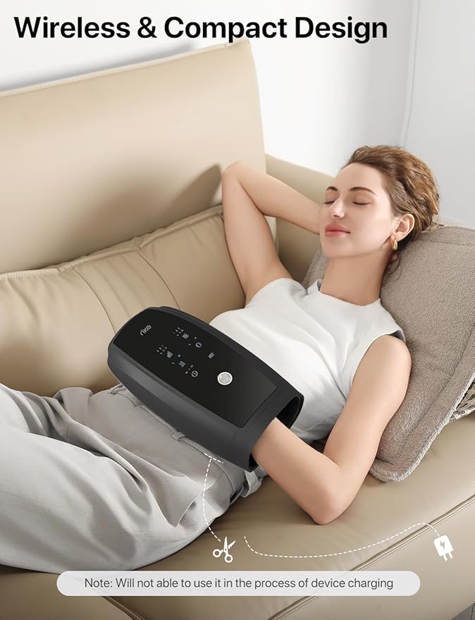RIKE Hand Massager, 6 Modes 6 Intensities Hand Massager with Heat and Compression Arthritis and Carpal Tunnel, Christmas Gifts for Women,White Elephant Gifts for Adults (Black)