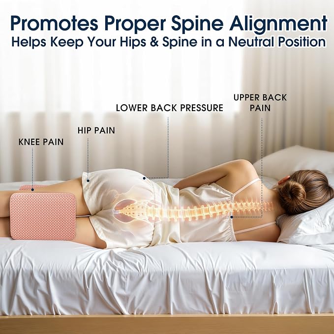 BlissTrends Memory Foam Knee Pillow, Knee Pillow for Side Sleepers, Leg Pillows for Sleeping Blood Circulation, Elevation Pillow for Spine Aligning, Sciatica, Back, Hip, Knee, Ankle Pain, Pink