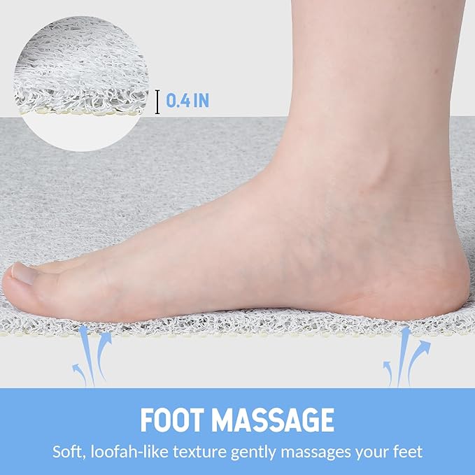 Non-Slip Bathtub Mat, Anti Slip Shower Mat, Fast Drying Bathtub Mats, Foot Scrubber Mat, Anti Slip Mat for Tub, Floor, Bathroom, Kitchen, Home, Hotel (White 24"×24")
