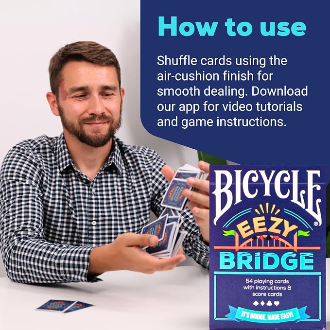 Bicycle Premium Playing Cards with Bonus Game & App – Standard Poker Deck with 52 Cards, 2 Jokers, 2 Rule Cards, Air-Cushion Finish – Eco-Friendly Inks, Durable Cardstock