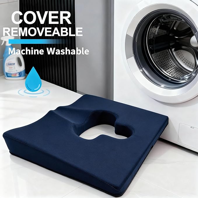 Gel Memory Foam Wheelchair Seat Cushion,Bed Sore Cushions for Butt,Butt Pillow for Pressure Sore&Ulcer Pain,Sciatica &Coccyx Pain Relief,Hemorrhoid Pillow for Chairs,Washable-Cover(Blue)