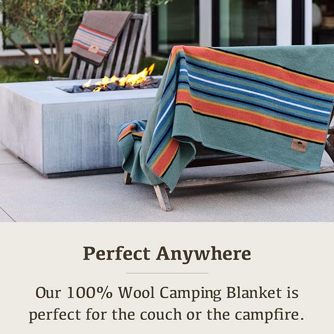 Chubbuck 100% Wool Blanket Camping (60" x 84") - Large Warm Blankets for Camping, Emergency, Outdoor Concerts and Home Use - Fire Retardant Blanket, Soft and Warm Blankets for Winter (Glacier)