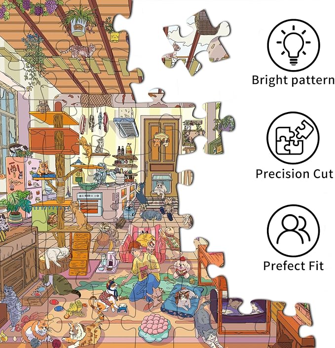 1000 Piece Jigsaw Puzzles for Adults,Pet Paradise Puzzle with 1:1 HD Poster, Precise Interlocking, Letter Markings on Back, Dust-Free, Stress Relief & Ideal Family Game Gift