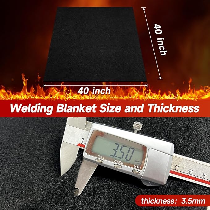 Carbon Felt Welding Blanket Fireproof, 40 x 40 Inch Heavy Duty Heat Resistant Mat, 1800°F Flame Retardant Fabric Fire Blanket for Soldering, Plumbers, HVAC Brazing Tools & Grill Shield