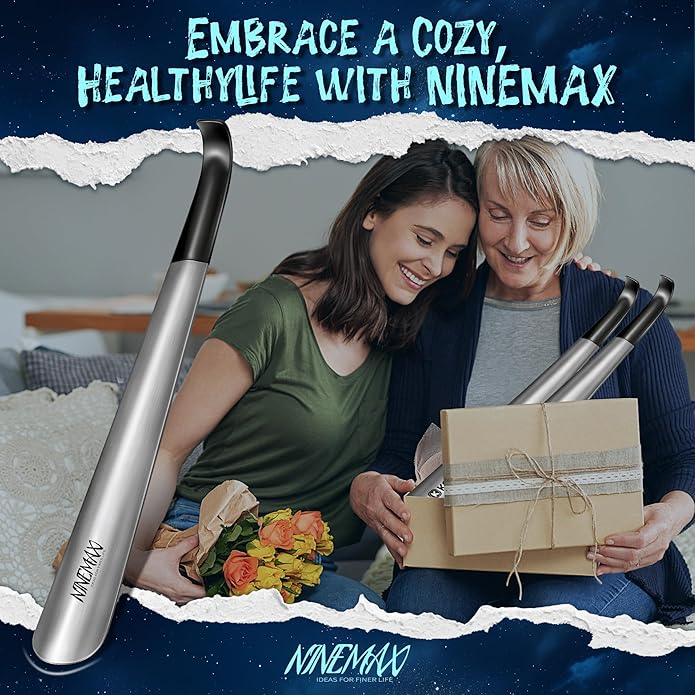 NINEMAX Shoe Horn Long Handle Metal 16.5" for Boot, Long Shoe Horns for Seniors for Men, Women