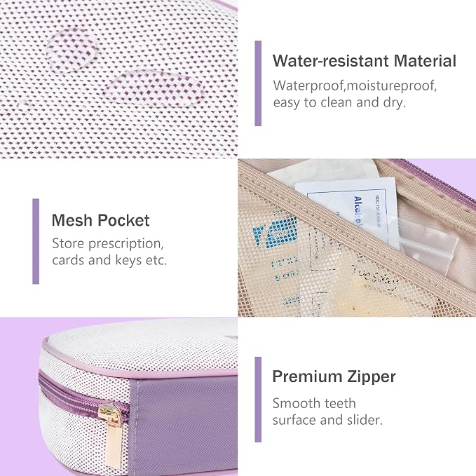 Weekly Travel Pill Organizer 3 Times A Day Pill Case for Purse with Removable 7 Day Pill Box Holder,Cute Medication Organizer Pill Container for Medicine, Vitamin, Fish Oils,Supplement(Purple, Large)