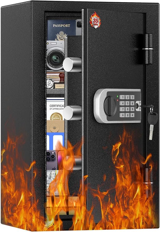 [2026 Upgraded] -35 Min Real Fireproof Safe-3.6 Cu Ft Large Safe for Home Use, Security Safe Box with Smart Alarm System, Wall & Floor Mount Anti-Theft Safe for Money Legal Documents Valuables Jewelry