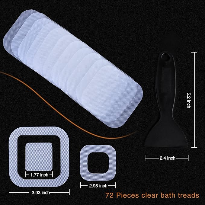 Non-Slip Bathtub Stickers, 36 PCS Safety Bathroom Tubs Showers Treads Adhesive Decals Scraper (Clear)