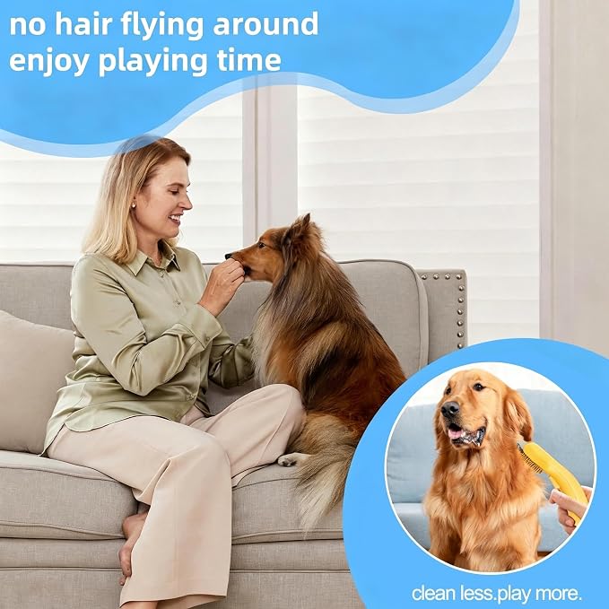 Undercoat Rake for long haired Cats & Small/Medium Dogs – Deshedding Brush & Dematting Comb for Double-Coated Pets with Long Hair, Matted Fur – Grooming Tool for Kitten, Puppy and Rabbit (yellow)